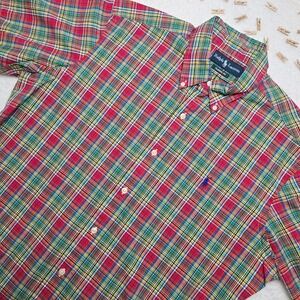 Ralph Lauren Mens Classic Fit Plaid Short‎ Sleeve Shirt Size L Multicolor Casual